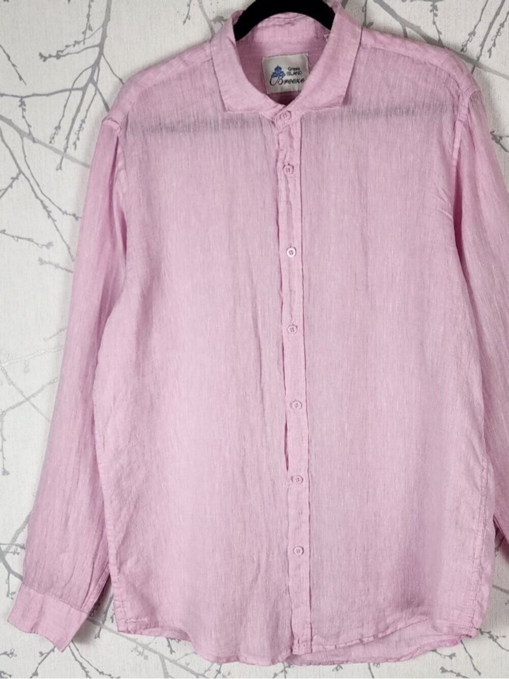 Greek Island Breeze Pink 100% Linen Button Front Shirt